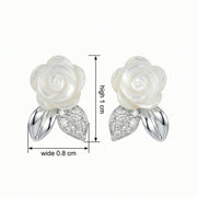 Carved Mother-of-Pearl Rose Studs – mother-of-pearl earrings, close-up