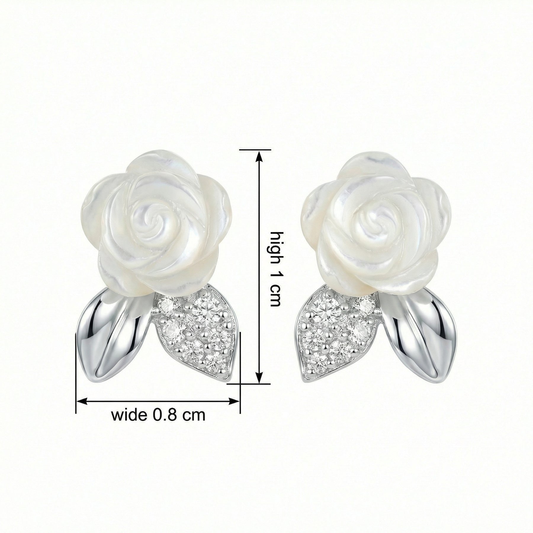 Carved Mother-of-Pearl Rose Studs – mother-of-pearl earrings, close-up