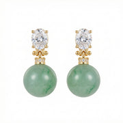 Jadeite Sphere Oval Accent Drops – jade earrings, front view