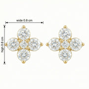 Four-Petal Flower Cluster Studs – sterling silver earrings, side detail