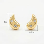 Teardrop Star-Set Stud Earrings – sterling silver earrings, close-up