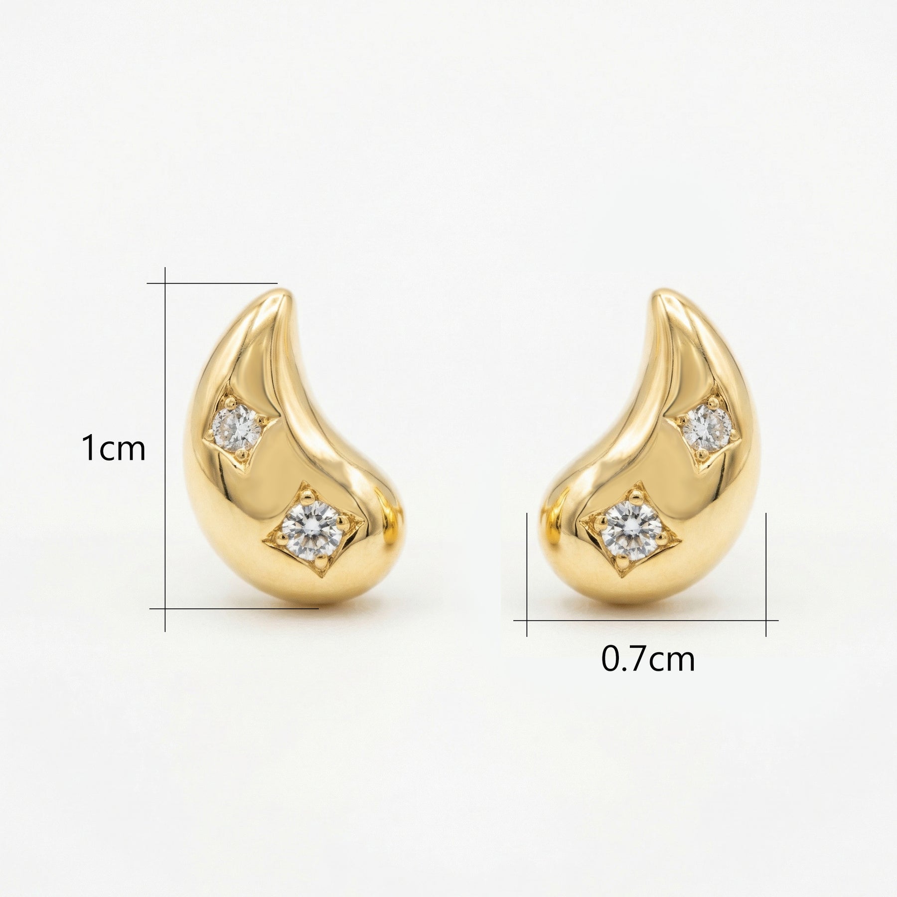 Teardrop Star-Set Stud Earrings – sterling silver earrings, close-up