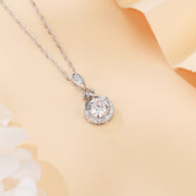 Sparkling stone Teardrop Pendant Necklace – sparkling stone necklace, front view