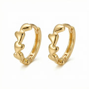 Linked Heart Huggie Hoop Earrings – sterling silver earrings, side detail