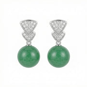 Jadeite Bead Triangular Drop Earrings – jade earrings, side detail