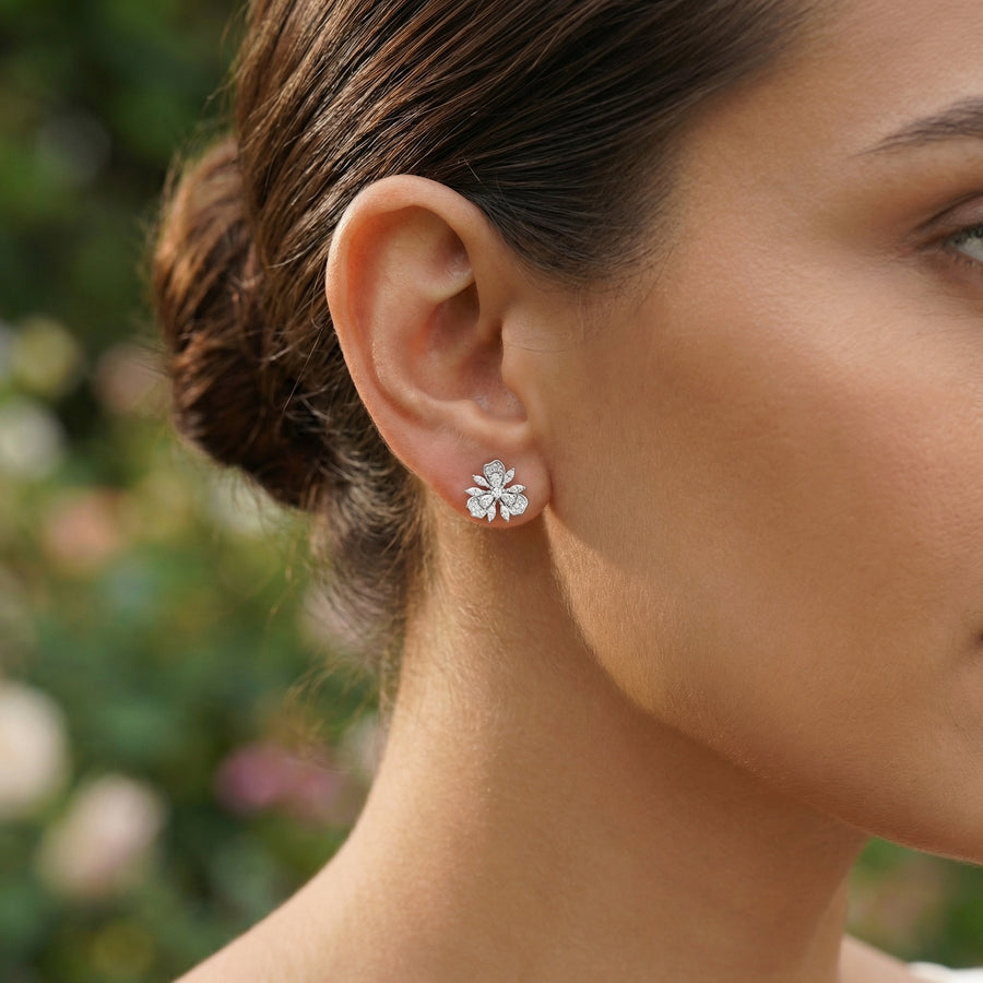 Three-Petal Floral Bloom Stud Earrings – sterling silver earrings