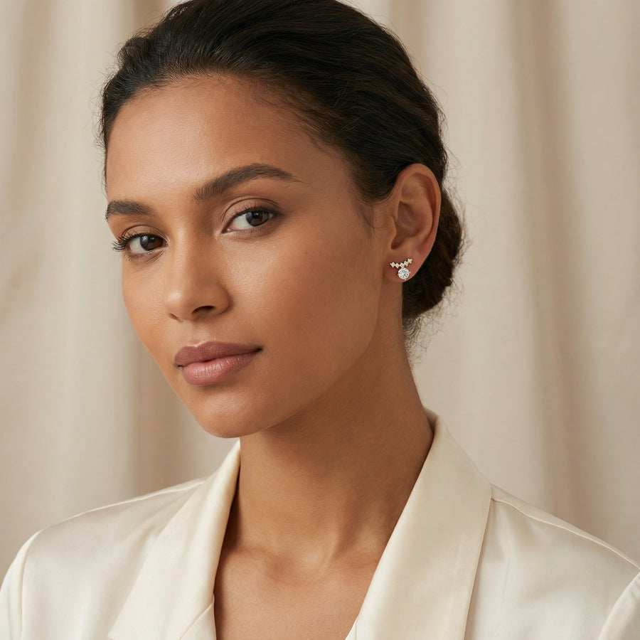 Tiara-Style Solitaire Stud Earrings – sterling silver earrings