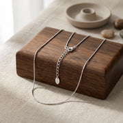 Box Chain Necklace with S Charm – sterling silver necklace, front view