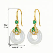 White Chalcedony Donut Drop Earrings – sterling silver earrings, front view
