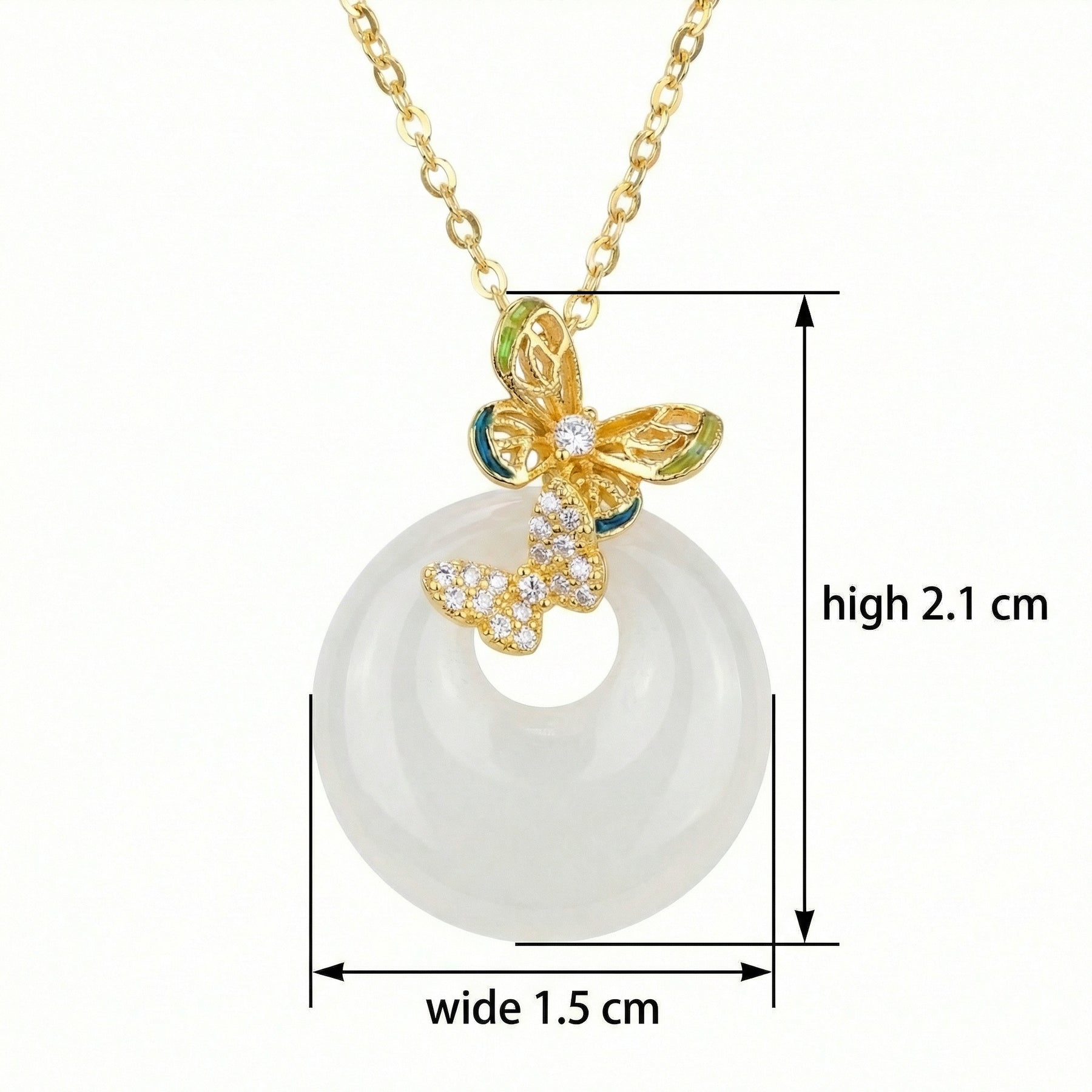 Butterfly Enamel Pendant Necklace – sterling silver necklace, side detail