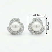 Pearl Cluster Floral Halo Studs – pearl earrings