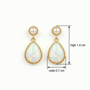 Pearl and Pear-Shaped Opal Drop Earrings – pearl earrings, side detail