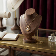 Pearl Teardrop Pendant, Gilded Finish – pearl necklace, front view