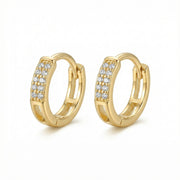 Double Row Stone Huggie Hoop Earrings – sterling silver earrings, side detail