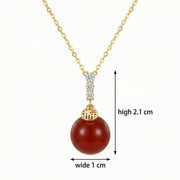 Red Agate Fu Blessing Necklace – agate necklace, front view