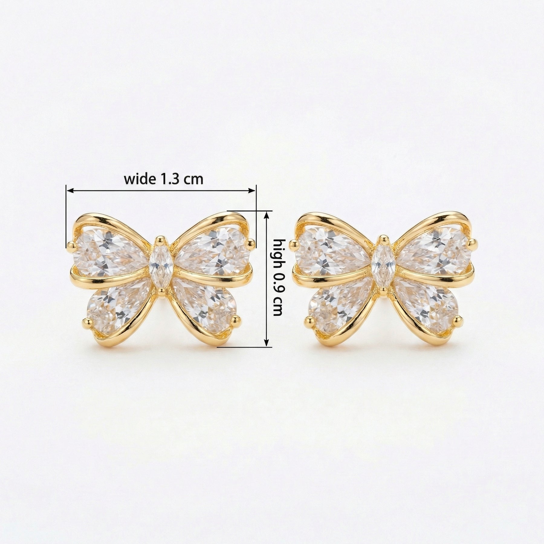 Butterfly Studs, Mixed Faceted Wings – sterling silver earrings, side detail