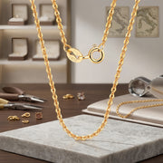 Italian Rope Chain Necklace – sterling silver necklace, side detail