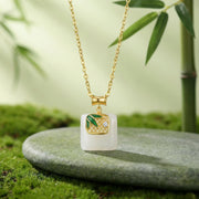 Square Jade Bamboo Leaf Necklace – jade necklace, side detail