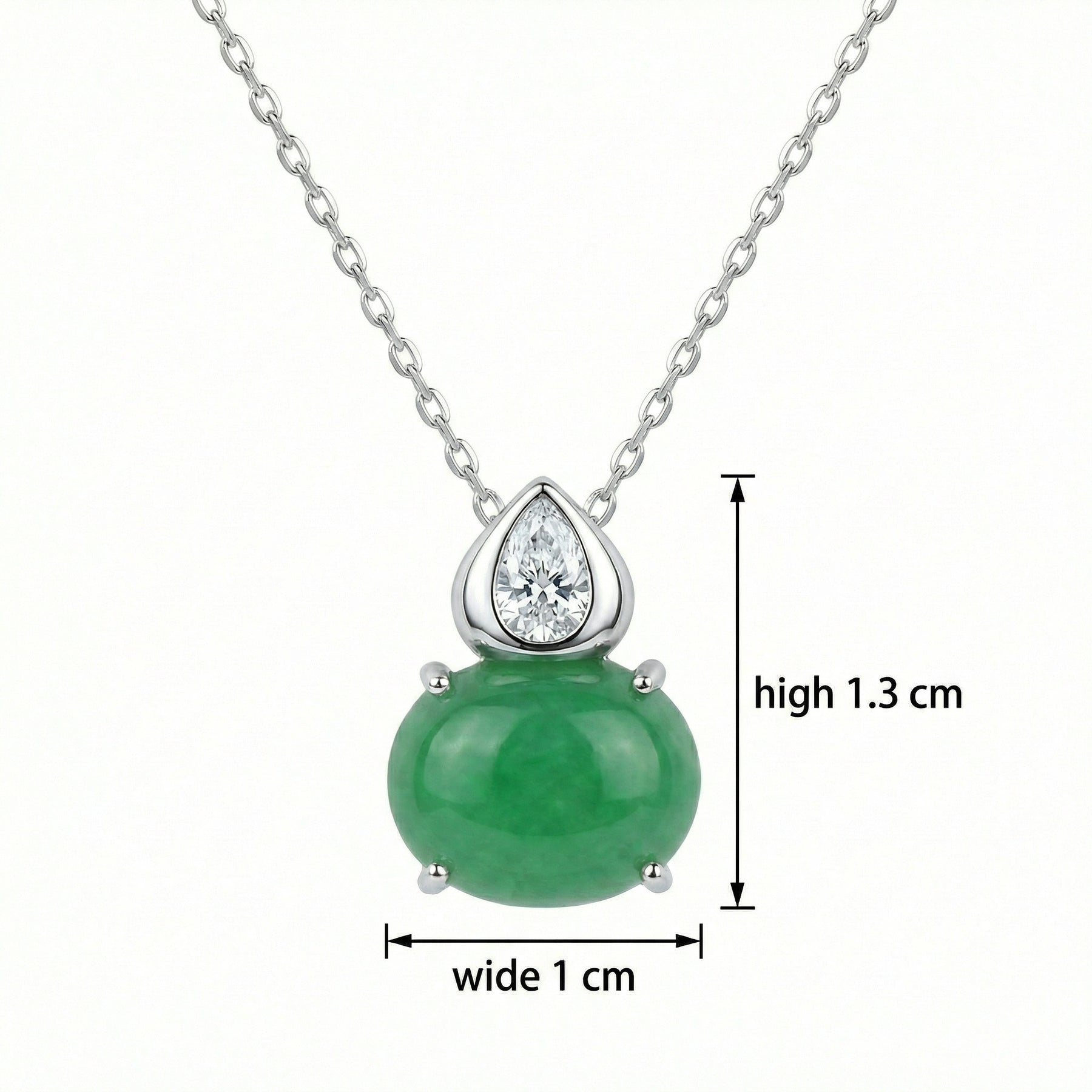Jade Teardrop Sparkling stone Necklace – jade necklace, close-up