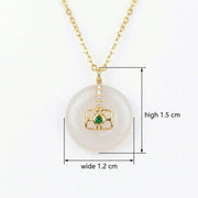 White Jade Circle Necklace, Green stone Accent – jade necklace, close-up