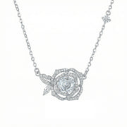 Rose Pendant Necklace with CZ Accents – zircon necklace, side detail