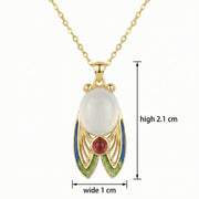 Enamel Cicada Pendant Necklace – sterling silver necklace, side detail