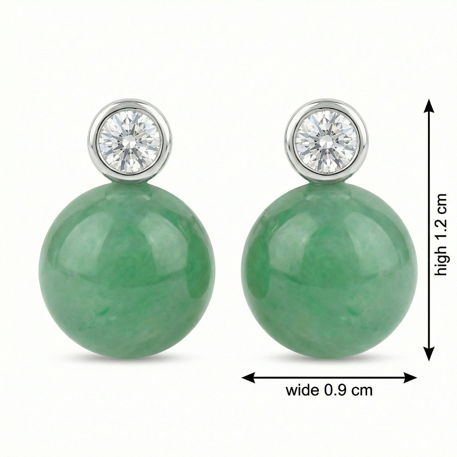 Round Jade Bezel-Set Stud Earrings – jade earrings, close-up