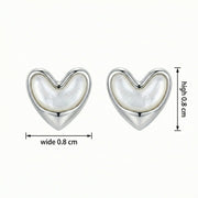 Sterling Silver Pearl Heart Studs – pearl earrings, side detail
