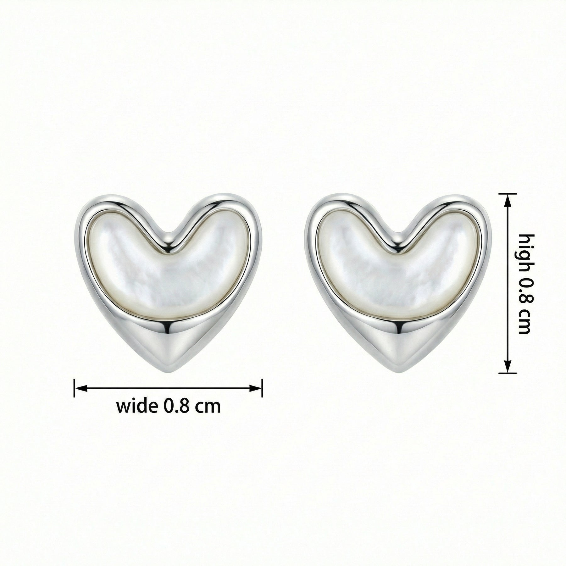 Sterling Silver Pearl Heart Studs – pearl earrings, side detail