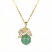 Green Jade Leaf Pendant, Round Cut – jade necklace