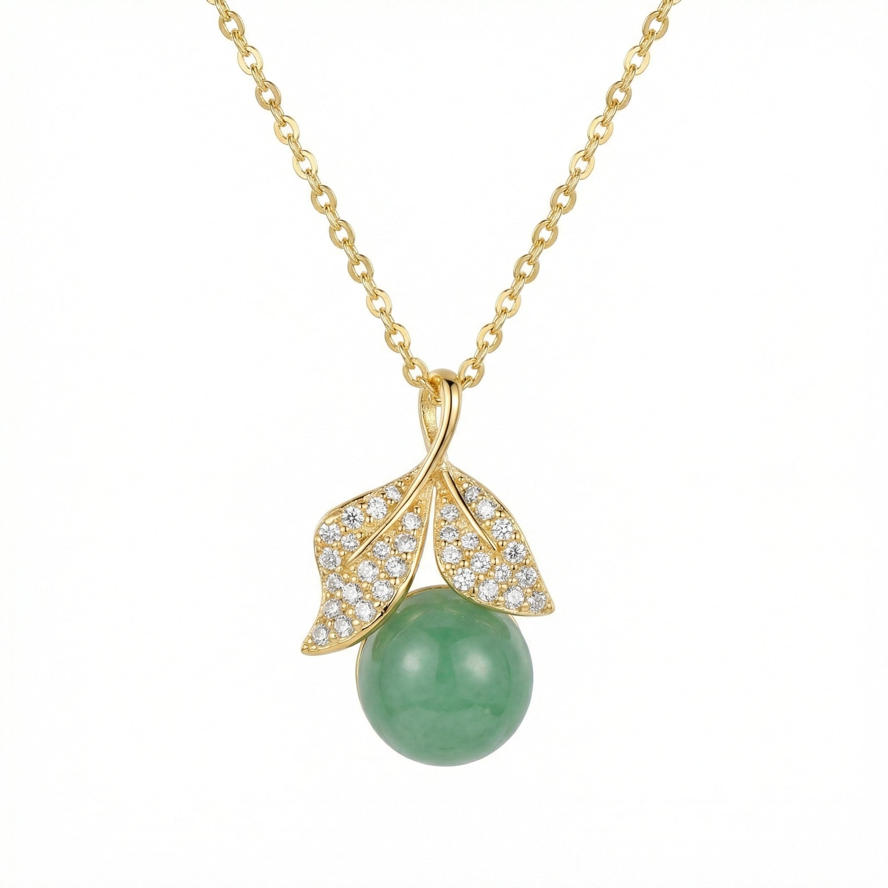 Green Jade Leaf Pendant, Round Cut – jade necklace
