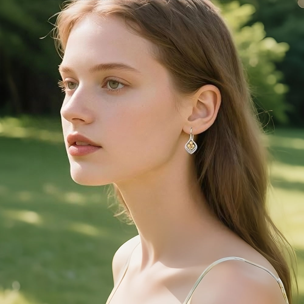 Sunflower Filigree Dangle Earrings – gold-plated earrings, craftsmanship detail
