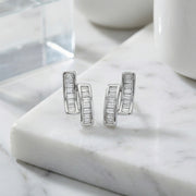 Dual Bar Baguette Stud Earrings – sterling silver earrings, close-up