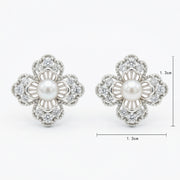 Floral Pearl Accent Stud Earrings – pearl earrings