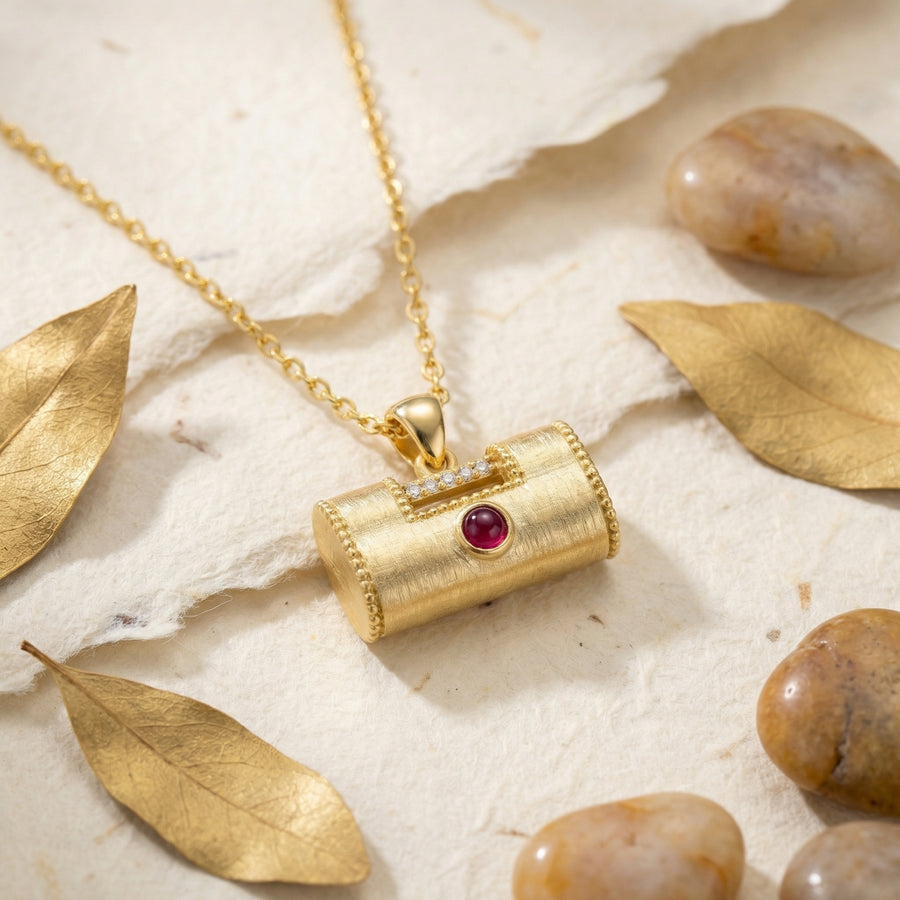 Textured Longevity Lock Necklace – sterling silver necklace, side detail