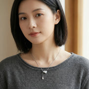 Gourd Pendant Lariat Necklace – sterling silver necklace, front view