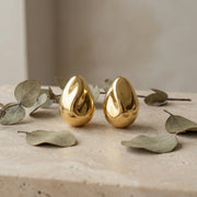 Minimalist Teardrop Stud Earrings – sterling silver earrings, front view