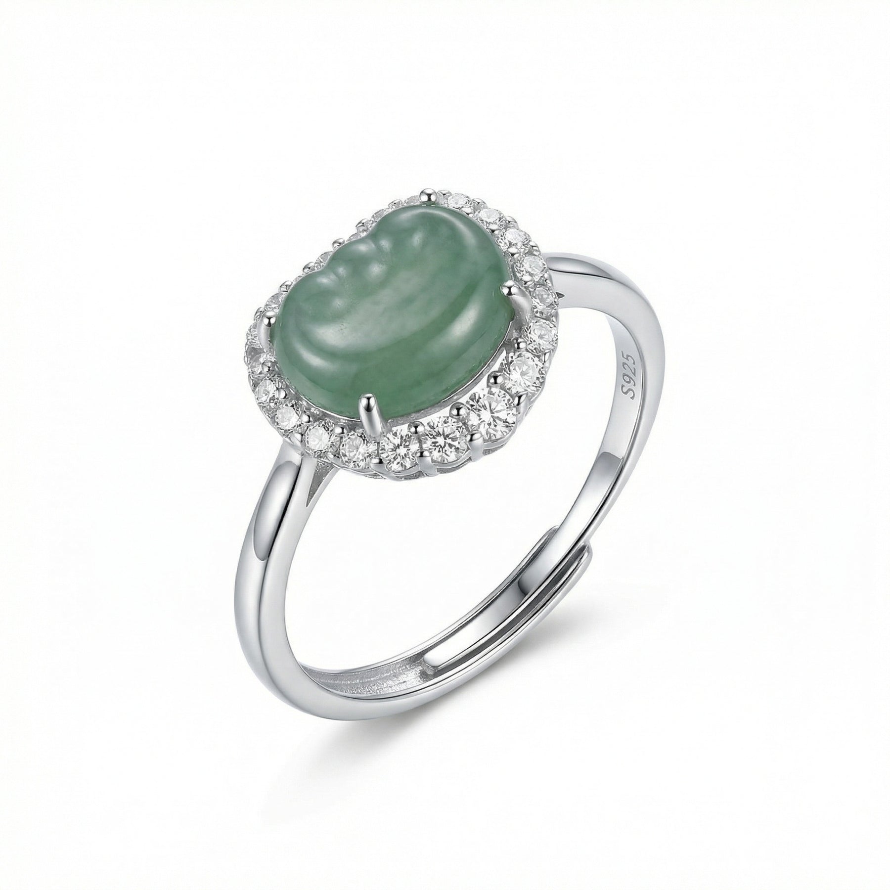 Oval Green Jadeite Halo Ring – jade ring