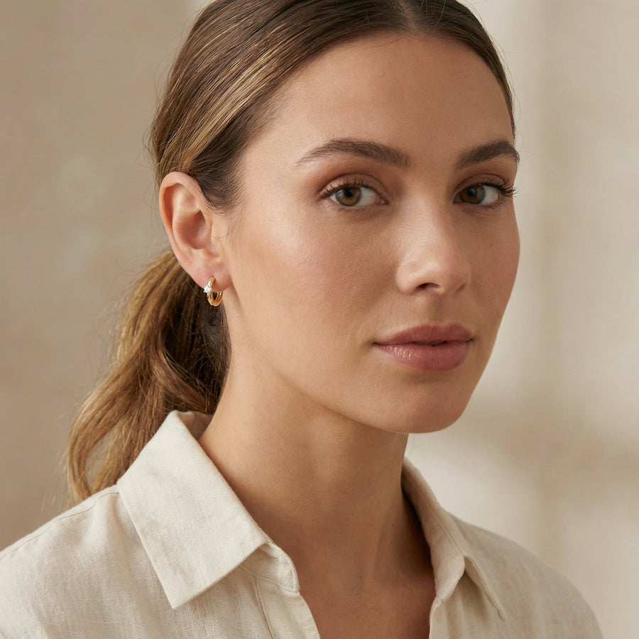 Sparkling Round-Cut Hoop Earrings – sterling silver earrings