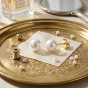 Pearl Studs with Gilded Backings – pearl earrings