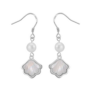 Pearl Drop Earrings with Shell Pendants – pearl earrings, side detail