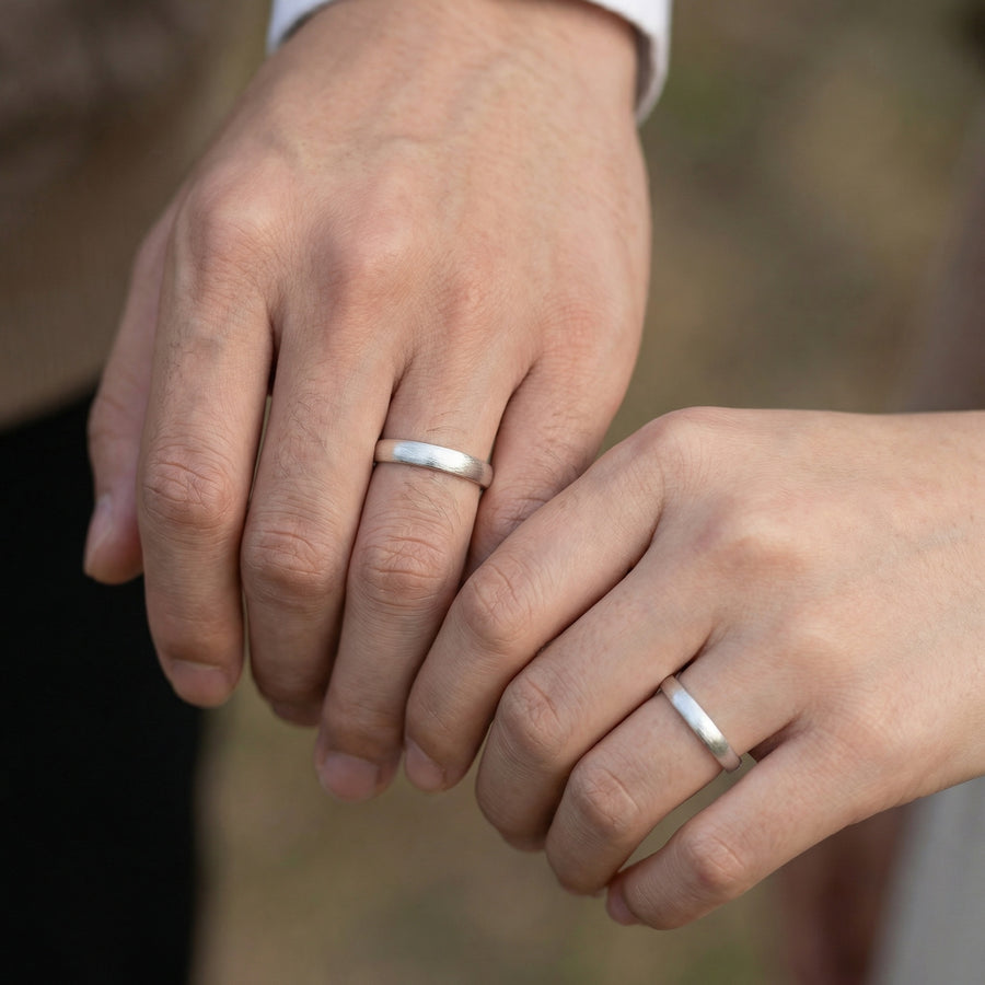 Brushed Silver Matching Couple Rings – sterling silver ring