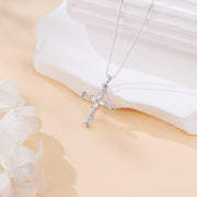 Silver Cross Necklace with Sparkling stone – sparkling stone necklace