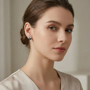 Tahitian Pearl Bow Stud Earrings – pearl earrings, front view