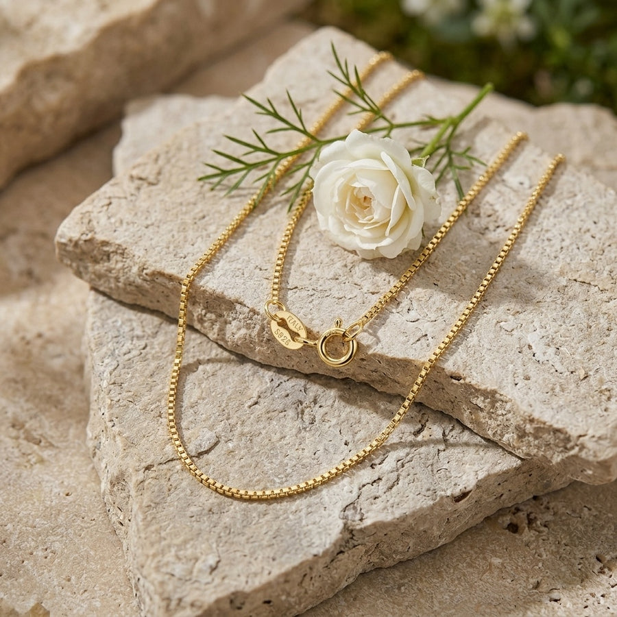 Italian Gold-Plated Box Chain Necklace – gold-plated necklace