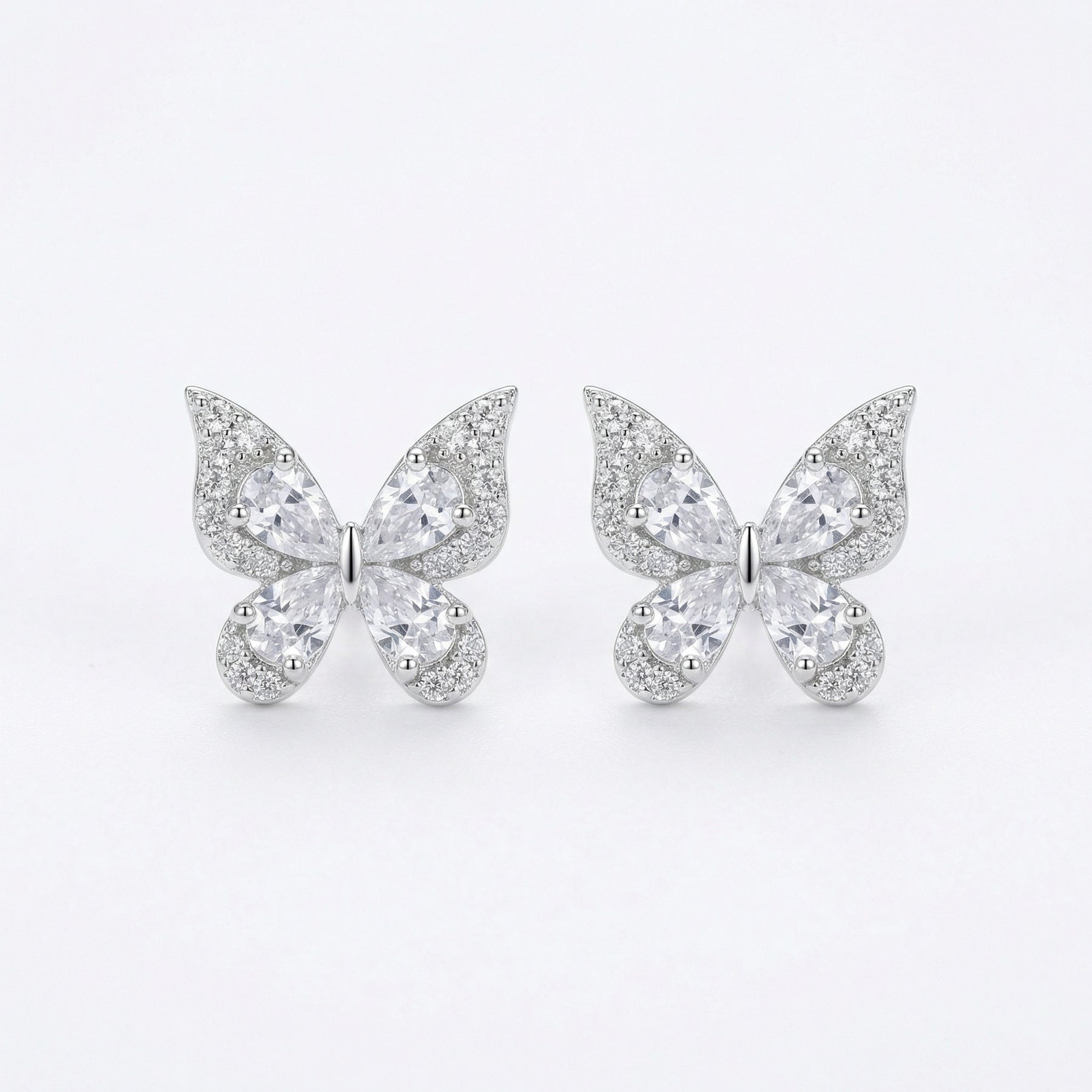 Butterfly Studs with Sparkling Pear Cuts – sterling silver earrings