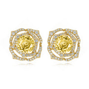 Citrine Rose Halo Stud Earrings – sterling silver earrings