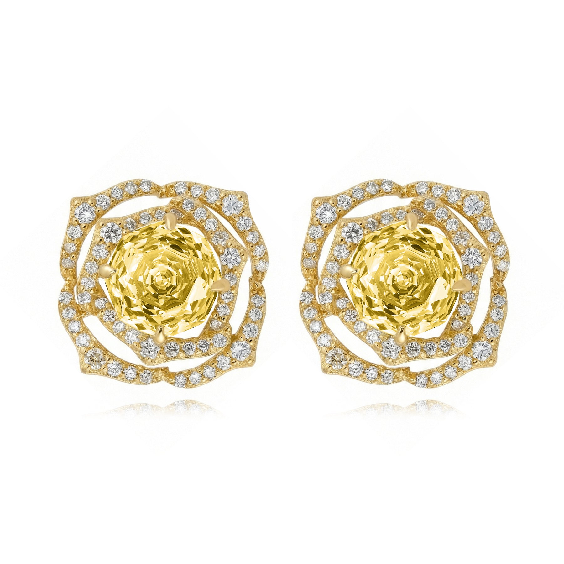 Citrine Rose Halo Stud Earrings – sterling silver earrings