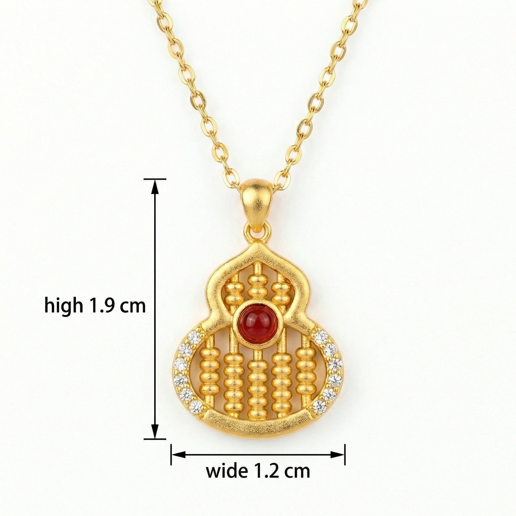 Abacus Gourd Pendant Necklace – sterling silver necklace, close-up