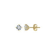 Gold-Tone CZ Stud Earrings – zircon earrings, front view